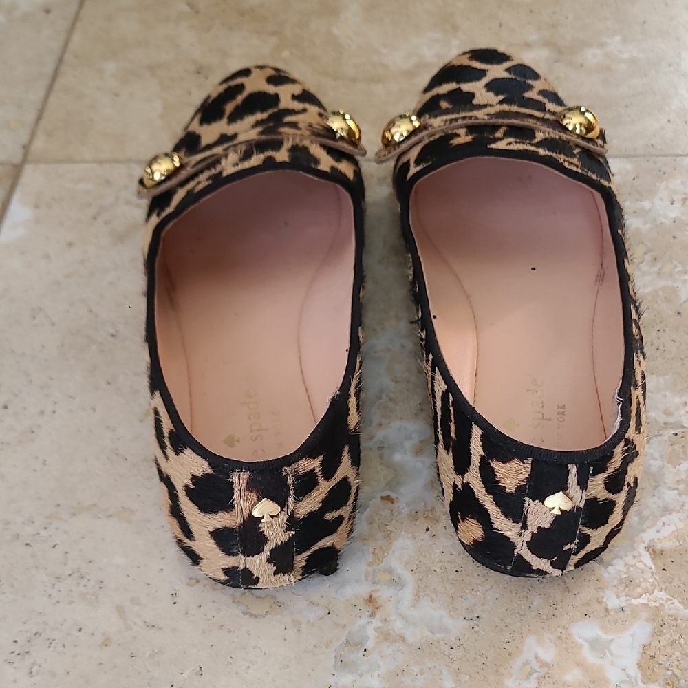 Kate Spade Animal Print Loafers with Gold Accents - Picture 2 of 10